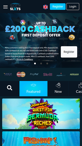 Slotty Slots Casino Mobile Homepage