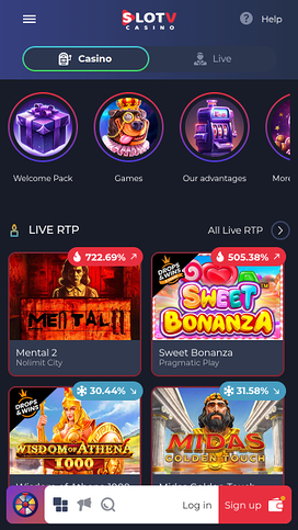 SlotV Casino Mobile Homepage