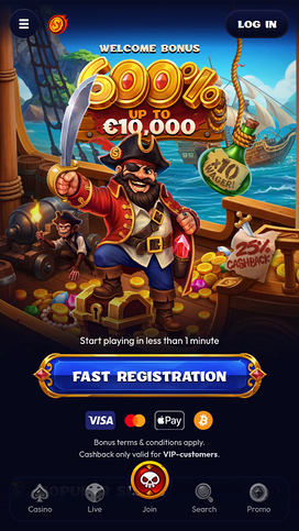 Página de inicio móvil de Smash Casino