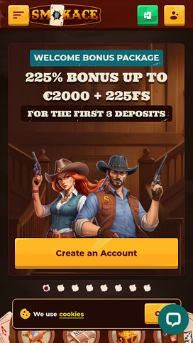 Página de inicio móvil de SmokAce Casino