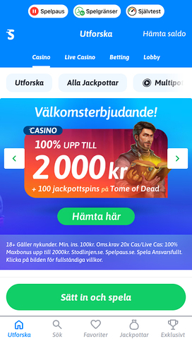 Snabbare Casino mobil startsida