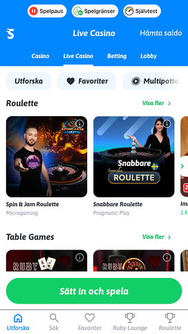 Snabbare Casino mobil livedealer