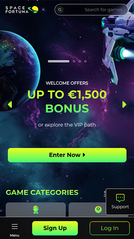 SpaceFortuna Mobile Homepage