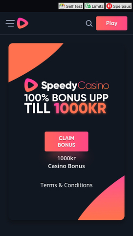 Speedy Casino Mobile Homepage