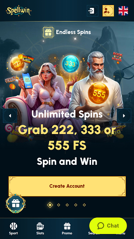 SpellWin Casino Mobile Homepage