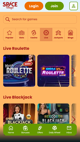 Spice Bingo Casino Mobile Live Dealer