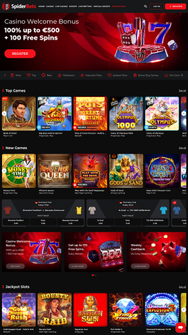 Página de inicio de SpiderBets Casino