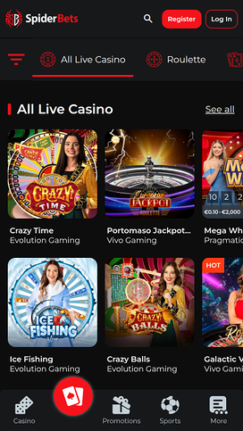 Casino SpiderBets con crupier en vivo