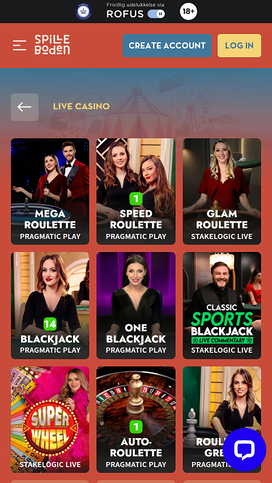 Spilleboden Casino Mobile Live Dealer