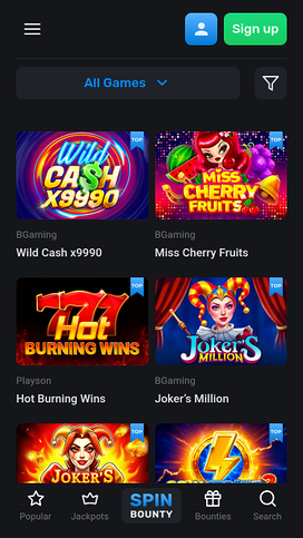 SpinBounty Casino Mobile Games