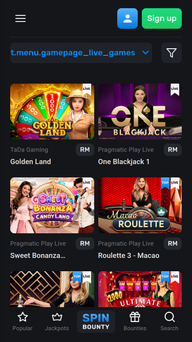 SpinBounty Casino Mobile Live Dealer
