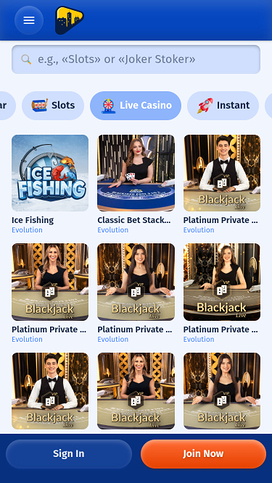 Spin City Casino Mobile Live Dealer