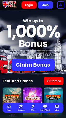 Spin Hill Casino Mobile Homepage