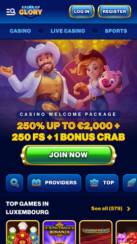 Spin Of Glory Casino Mobile Homepage