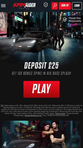 Spin Rider Casino Mobile Homepage