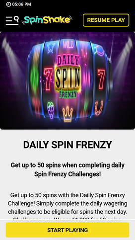 Spin Shake Casino Mobile Daily Spin