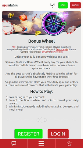 Spin Station Casino Mobile Bonus Wheel