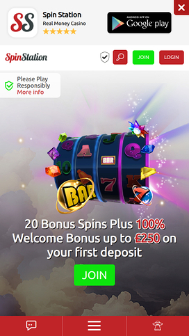 Spin Station Casino Mobile Homepage