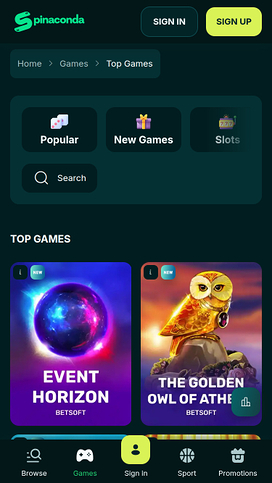 Spinaconda Casino Games Mobile