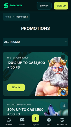 Spinaconda Casino Promotions Mobile