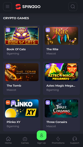 Spinago Casino Mobile Crypto Games