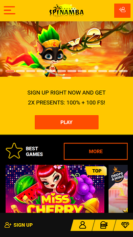 Spinamba Casino Mobile Homepage