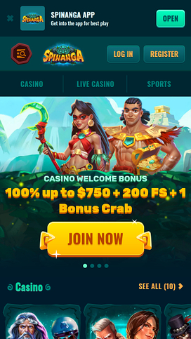 Spinanga Casino Mobile Homepage