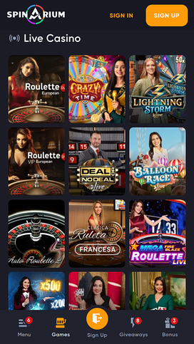 Crupier en vivo móvil de Spinarium Casino