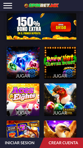 Spinbet Mobile Homepage