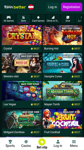 SpinBetter Casino Mobile Games