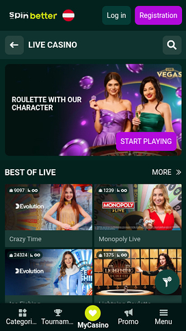 SpinBetter Casino Mobile Live Dealer