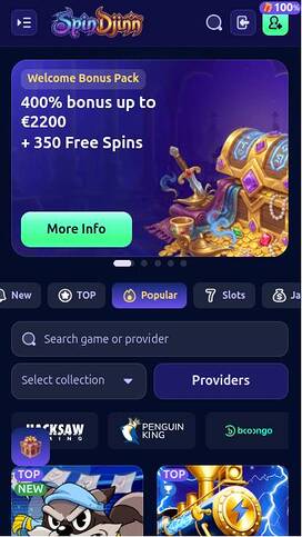 Juegos móviles de casino SpinDjinn