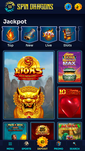 Jackpot móvil del casino SpinDragons