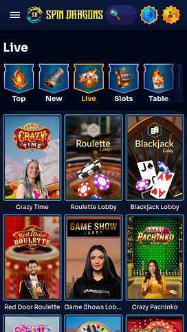 SpinDragons Casino Live Dealer Mobile