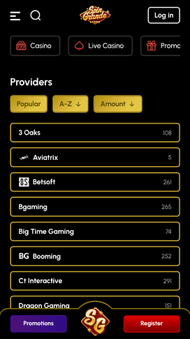 Game Developers screenshot of Spingrande Casino for Mobile