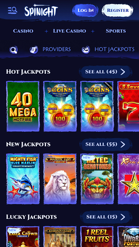 Jackpot móvil del casino Spinight