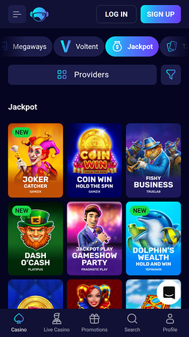 Jackpot móvil del casino Spinjo