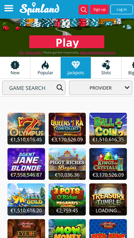 Spinland Casino Mobile Jackpot