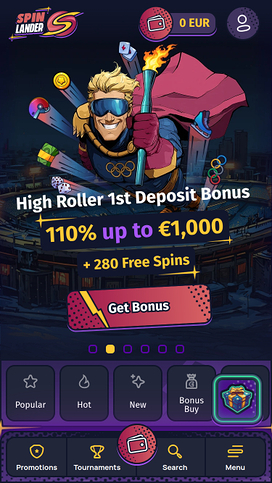 Spinlander Casino Mobile Homepage