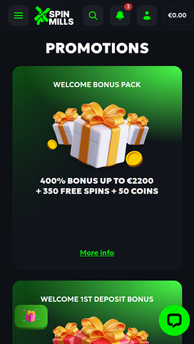 Spinmills Casino Mobile Promotions