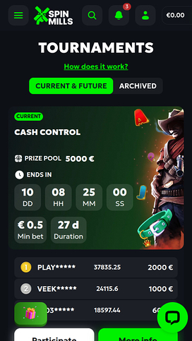 Spinmills Casino Mobile Tournaments