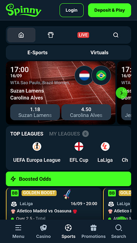 Spinny Casino Mobile Sports