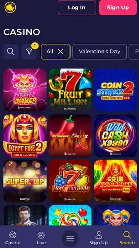 Captura de pantalla de la página móvil de juegos de Spinorhino Casino
