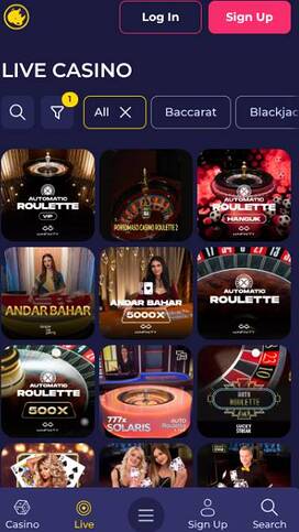 Captura de pantalla de la página móvil en vivo de Spinorhino Casino