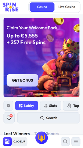 Spinrise Casino Mobile Homepage