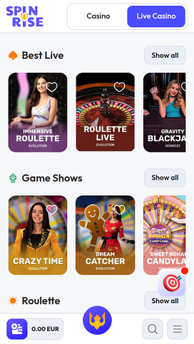 Spinrise Casino Mobile Live Dealer