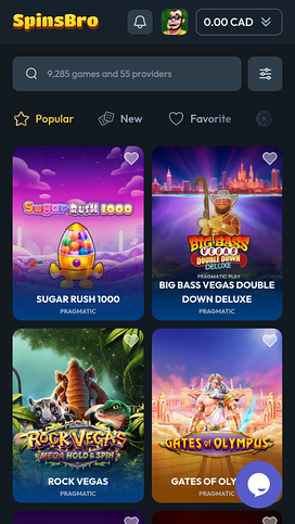 Spinsbro Casino Mobile Games