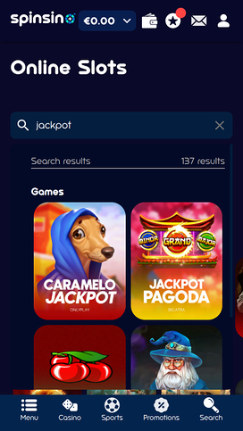 Spinsino Casino Mobile Jackpot
