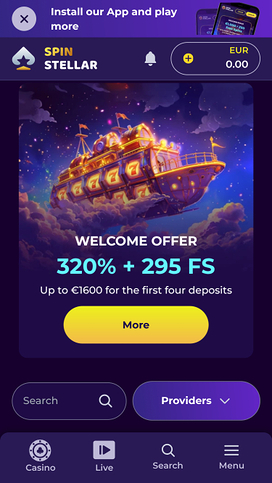 Spinstellar Casino Mobile Homepage