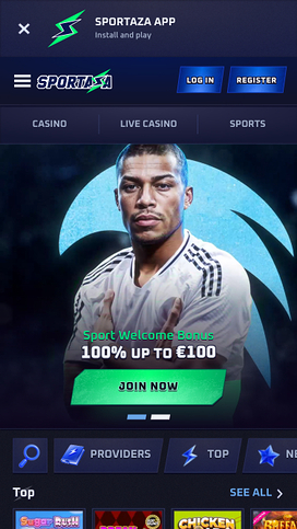 Sportaza Casino Mobile Homepage